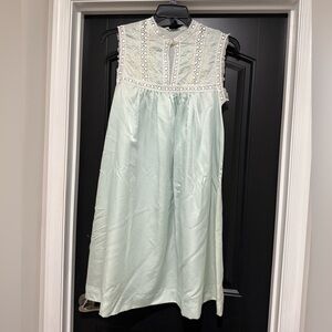 Christian Dior Vintage Blue Green Satin Lace Dress